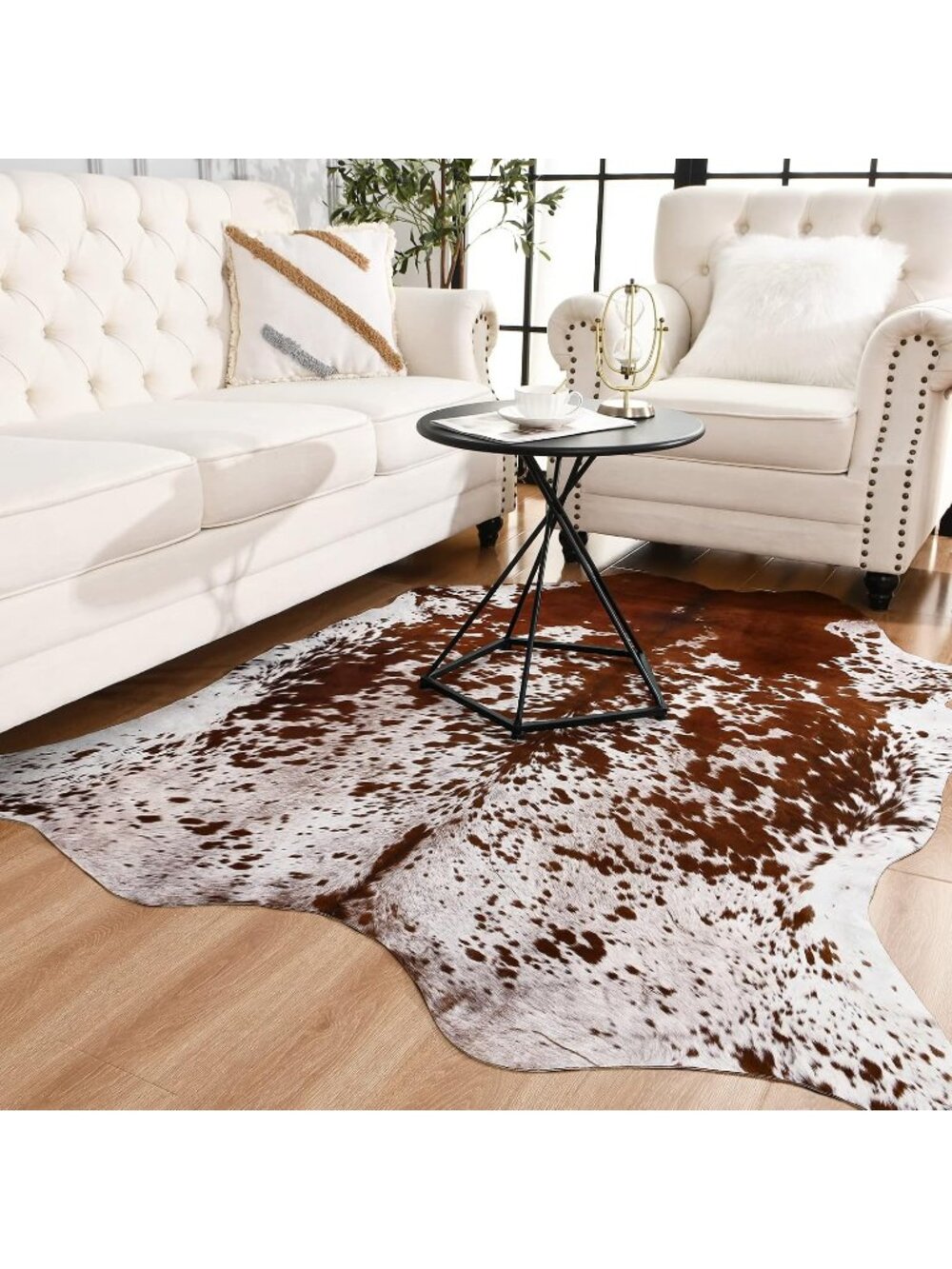 New Cowhide Large Cow Print Rug - 4.7 x 5.2 Feet